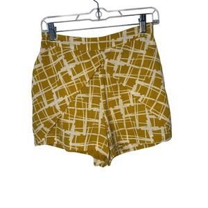 J.O.A. Los Angeles Tulip Front Shorts Womens Small Mustard Yellow Excellent Grid